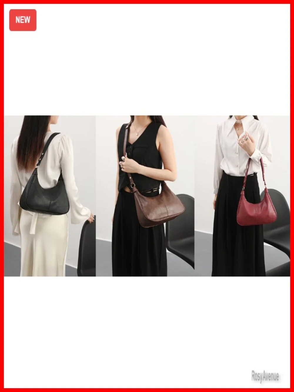 Ultra Soft Foldable Vegan Leather Shoulder Bag Hobo Handbag Crossbody Tote